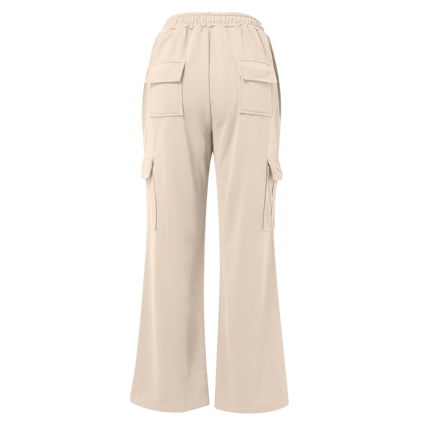 thumbnail image 5 of Pantalones rectos lisos con cintura elástica para mujer - Diseño con tirantes, poliéster, ropa informal - Tallas S-XXL, 5 of 6